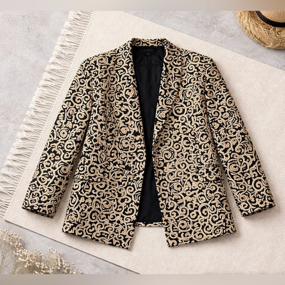 Liz Claiborne Black and Cream Patterned Blazer 20W - Picture 3 of 17